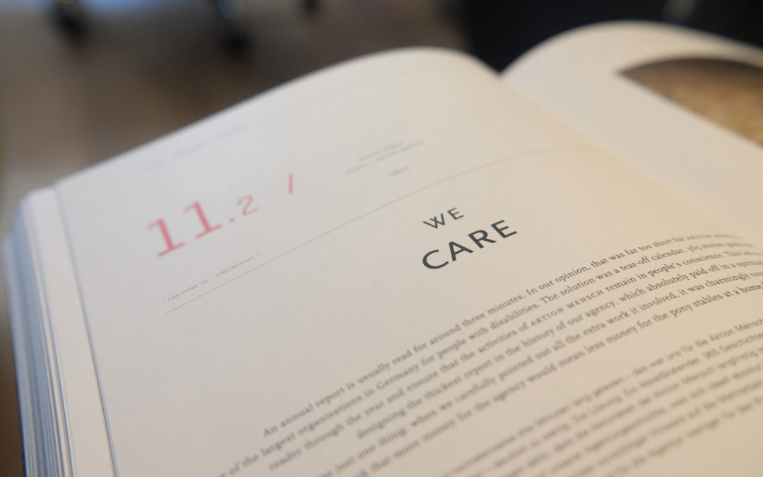 'We care' image of book